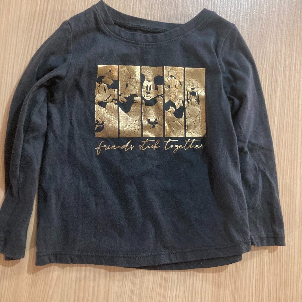 Disney Classic Mickey T Shirt 18 Months Black Gold Minnie Daisy Donald Pluto